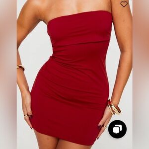 STRUTTER STRAPLESS MINI DRESS RED